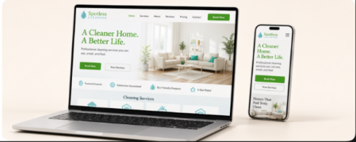 Cleaning business website mockup