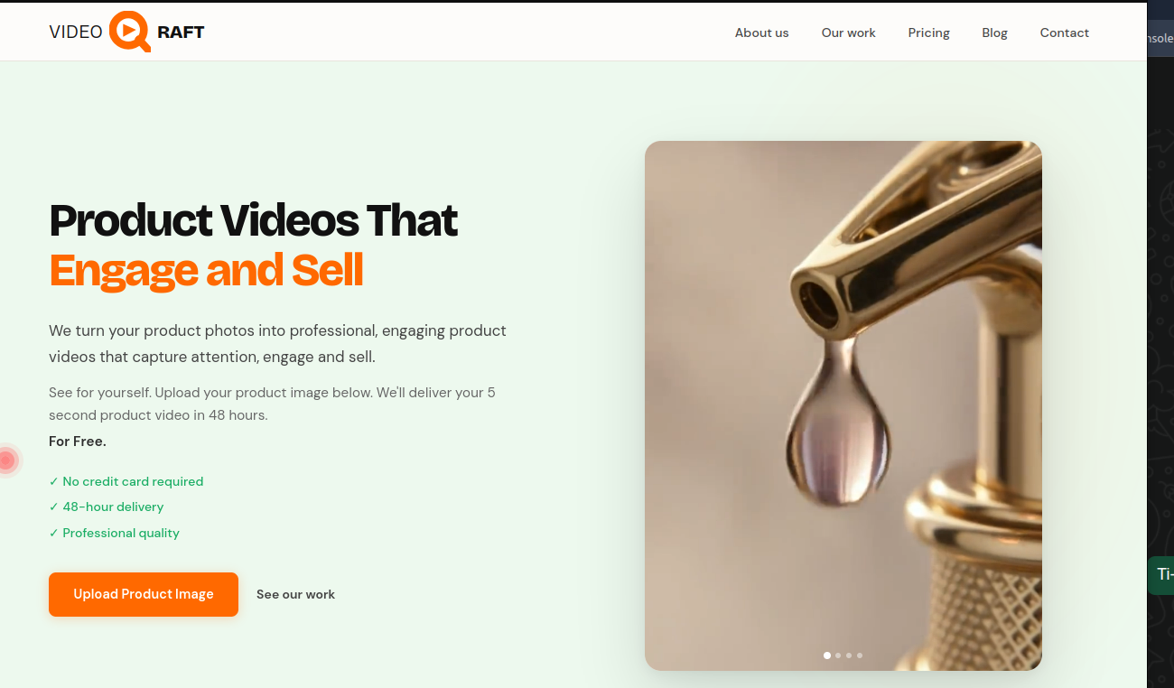 VideoQraft homepage on laptop