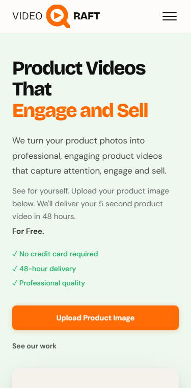VideoQraft homepage on phone